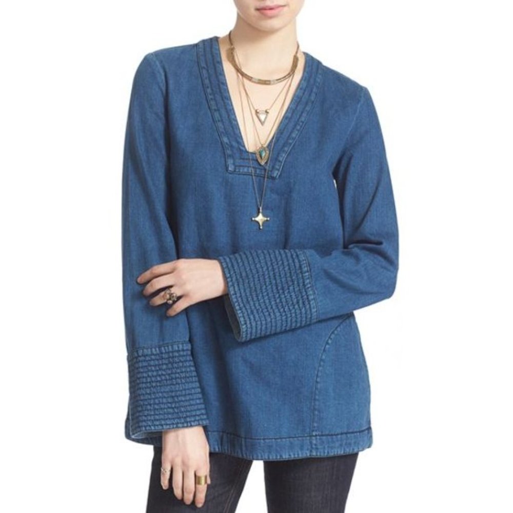 NEW FREE PEOPLE Dreaming in Denim Tunic Top XS